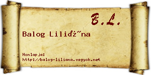 Balog Liliána névjegykártya